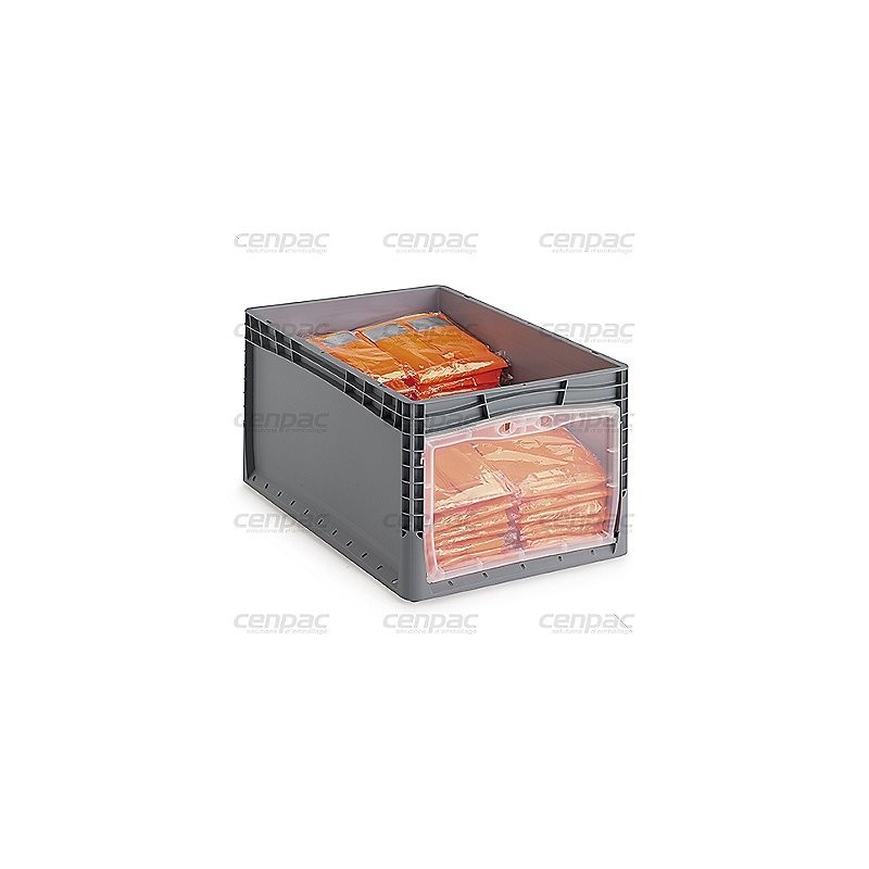 Bac gerbable a porte transparent dim ext 600x400x320mm 66l - porte sur grand coté - un bac